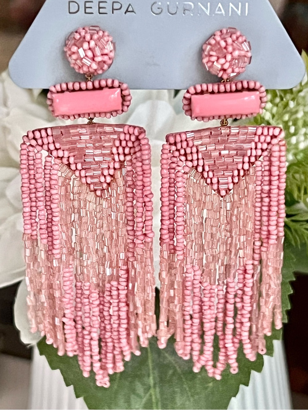 NWT Deepa Gurnani Beaded Fringe Chandeliers - Picture 5 of 16